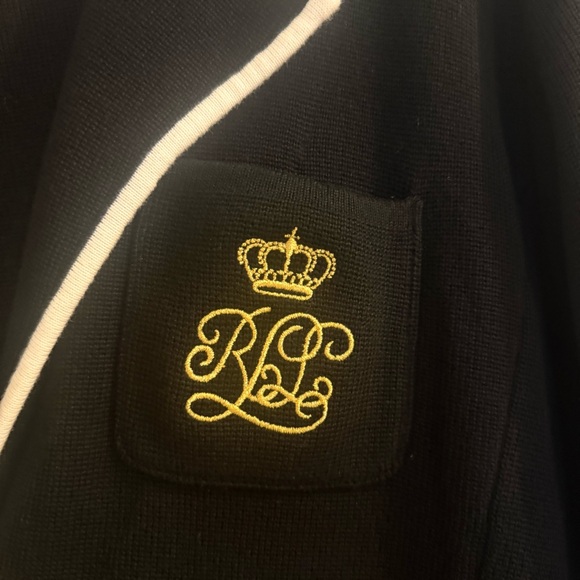 Ralph Lauren Navy Crest Logo Cotton Sweater Blazer with Gold Buttons - Picture 4 of 10